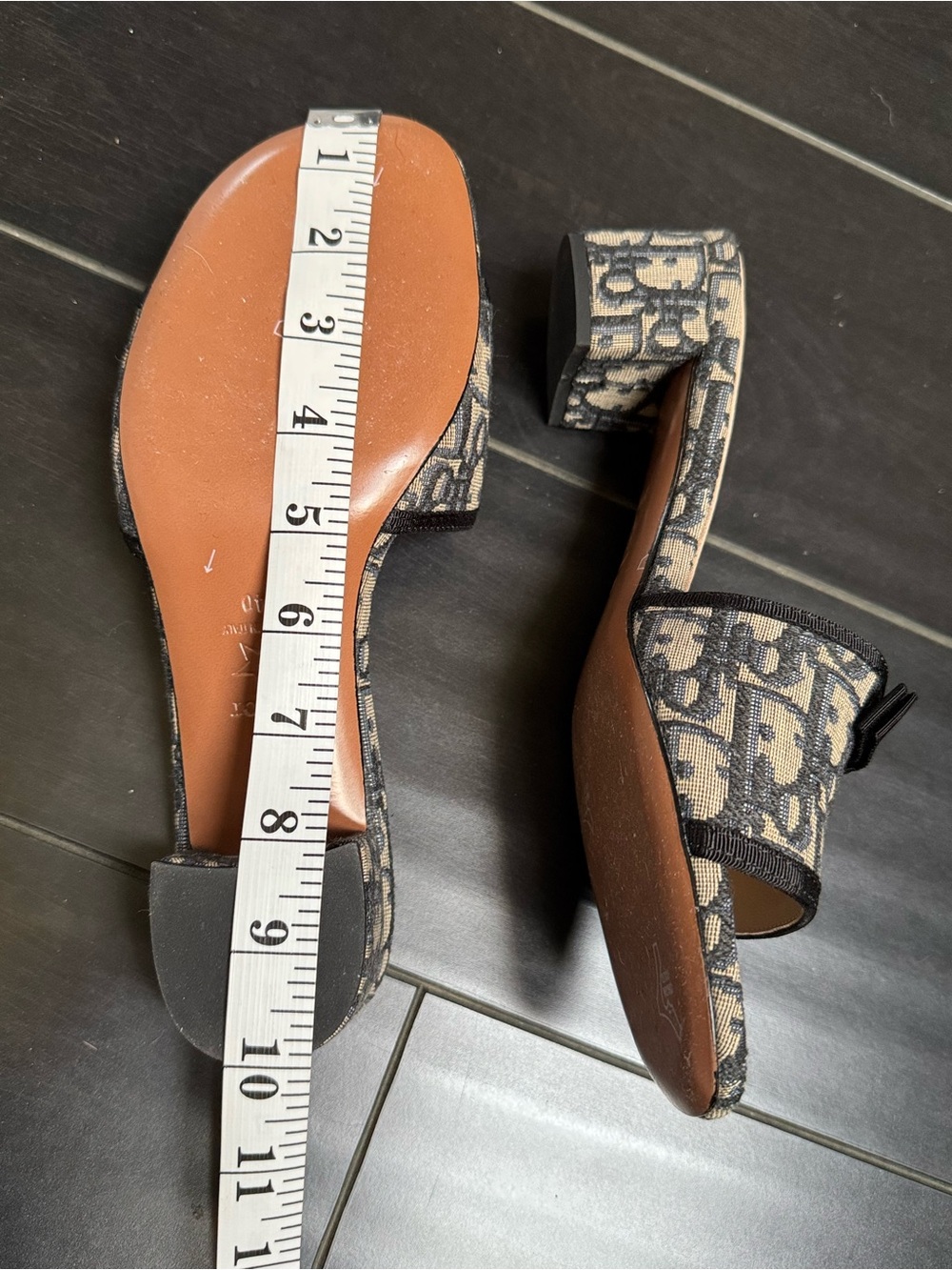 Women's Navy Canvas Oblique Monogram Dior Logo with Bow Sandals size 8.5-9 - Picture 9 of 9